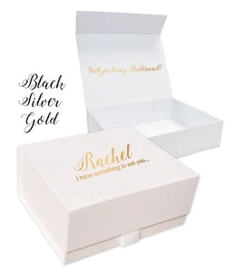 Lujosa Caja de Regalo Magnética Blanca Cumpleaños, Boda, Navidad, Texto Personalizado - Imagen 1 de 1