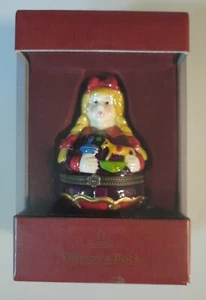 Villeroy & Boch 1748 Scandinavia Girl w/ Red Bow Hinged Dresser Trinket Box - Picture 1 of 3