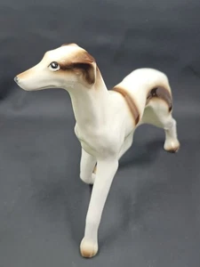 Vintage Porcelain Whippet Greyhound Dog Figurine Brown White Marked Japan - Picture 1 of 12