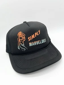 Cappello camionista nero vintage anni 80 Simply Mahvelous pin-up rete schiuma snapback cap - Foto 1 di 19