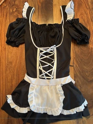 Y2K Sexy Leg Avenue French Maid Costume Black White Cold Shoulder W Apron Small - Image 1 of 4