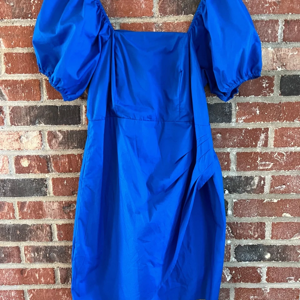 Vestido para mujer Mango azul manga abullonada talla 10 Foto 1 de 4