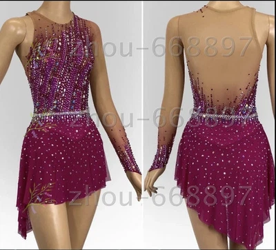 ICE DANCE WHIRLY Competition Figure Skating Dress Girls Ice Skating Dresses Custom pink