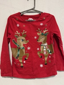 Camiseta de reno de Navidad para niña pequeña 5T manga larga roja - Imagen 1 de 5
