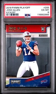 2018 Panini Playoff Football Card JOSH ALLEN Rookie Kickoff #205 Bills PSA 6 - Picture 1 of 2