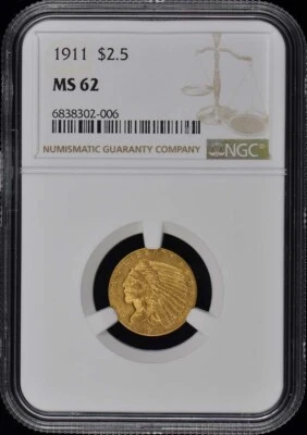 1911 Indian $2.50 NGC MS62 - Image 1 of 4