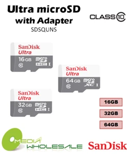 SanDisk 16GB 32GB 64GB Micro SD HC Tarjeta de memoria Clase 10 TF Flash SDHC w / Adaptador - Imagen 1 de 11