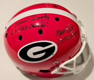 Vince Dooley & Mark Richt Signed UGA Georgia Full Size Helmet w/SEC Champs JSA - Picture 1 of 5