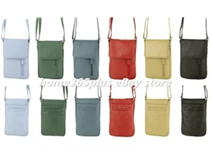 Genuine Leather Crossbody Travel Mobile Phone Bag with RFID Protected Card Slots - Picture 1 of 37