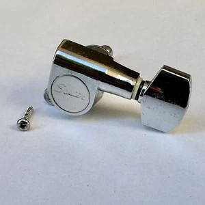Single Fender Squier Logo Tuners/Tuning Machine Keys Chrome Finish - Picture 1 of 2