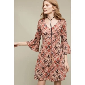 Anthropologie MAEVE kariertes Argyle Erina Swing Kleid Strick Glockenärmel Small - Bild 1 von 12