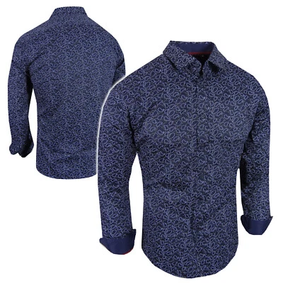Mens Blue Shirt Western Fashion Paisley Designs Rodeo Button-Up House of Lords - Image 1 of 4