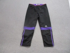 Adidas Pants Womens Small Black Purple Compression Leggings Stretch Running - Picture 1 of 10