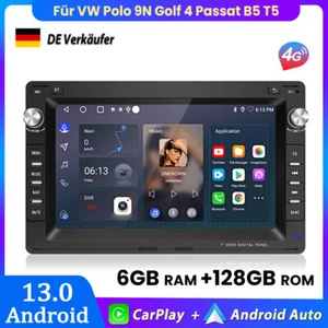 Für VW Polo 9N Golf 4 Passat B5 6+128G Carplay Android13 Autoradio GPS NAVI DAB+ - Bild 1 von 14
