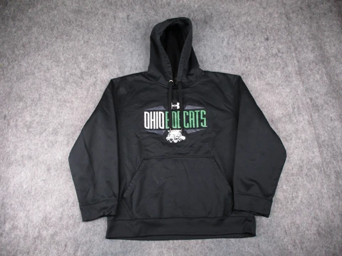 Ohio Bobcats Hoodie Mens Large Black Under Armour Loose Sweater University Adult Cover