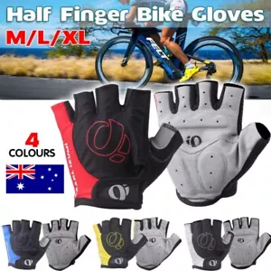 1 Pair Cycling Bicycle Half Finger Bike Gloves Unisex Anti Slip Padded AU STOCK - Picture 1 of 20