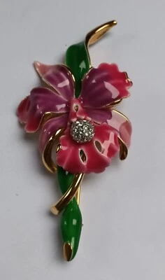 Broche Joan Rivers Rosa Orquídea Cristal Swarovski y Esmalte  Foto 1 de 4