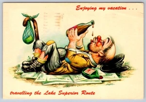 Enjoying My Vacation Travelling The Lake Superior Route, 1980 Comic Postcard - Picture 1 of 2