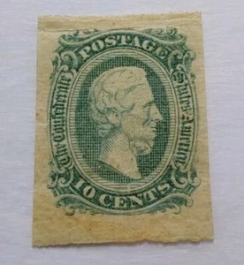 Confederate States CSA Green 10 C Stamp-1863 Jefferson Davis Original Gum #ID6 - Picture 1 of 6