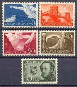 Ungheria 1941 Yvert 573/77 Conte Szechenyi Ponti Treni Navi MNH VF - Foto 1 di 1