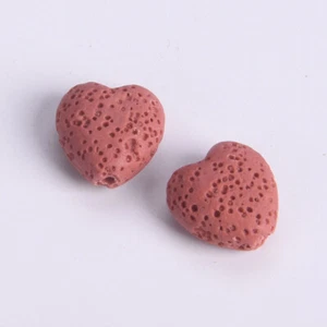 10pcs Heart Shape 14x13mm Natural Volcano Lava Stone Loose Crafts Beads DIY Lot - Picture 1 of 18