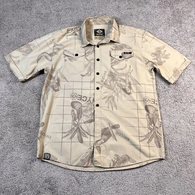 Enyce Short Sleeve Button Up Hawaiian Shirt Beige Men's Size 2XL - Image 1 of 4