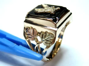 10k Yellow Gold & Rose Gold Accent Flying Eagle Ring - Size 11 3/4 & wts 8.72 gm - Picture 1 of 19