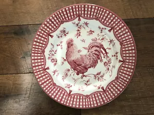 Queen's Chicken Rooster Dinner Plate 10.5 Red Transferware French Country NICE! - Picture 1 of 2
