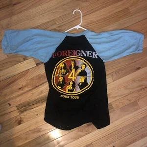 Vintage Foreigner 4 Tour T-Shirt 80s Fantasy 3/4 Sleeve Jersey  - Picture 1 of 6