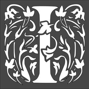 1- 5.5x5.5 inch Stencil, (VK-59) Floral Letter Initial I (6mil) - Picture 1 of 2