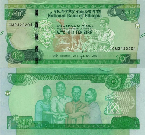 Ethiopia 10 Birr (2012-2020) - Lion/Camel/Family, p-New UNC Cover