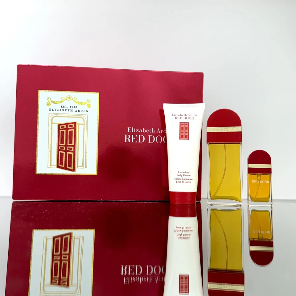 RED DOOR Elizabeth Arden 3pc Set 1.7oz EDT Spr + 10ml Parfum +3.3oz B/C (VINTAGE - Image 1 of 1