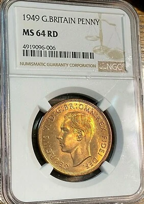 1949 Great Britain Penny NGC MS64 RD Mint Red Blazer Best Price on Ebay* CHN - Image 1 of 4