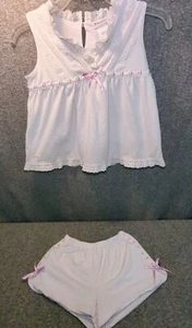 American Girl Pajama Set Top & Shirts-Girls Size (S)7/8 White Lace Bow Front-2pc - Picture 1 of 24