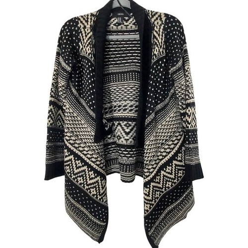 OFF WHITE Cappotto cardigan Forever 21 nero e panna in maglia all'uncinetto taglia M L