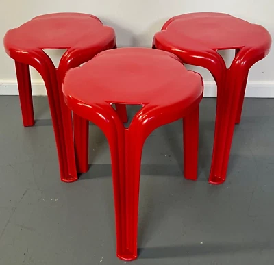 3 Vintage MCM Stamp Nurieux France Henry Massonnet Plastic Tam Pop Stack Stools - Image 1 of 3