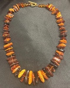 Collana Artigianale Pepita Ambra Lucida Graduata Perline 46,8g 20" L28 - Foto 1 di 7