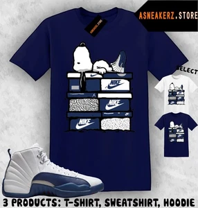 Shirt To Match AJ 12 French Blue 2025 Sneaker Matching Sneakerhead S Hund T-Shirt - Bild 1 von 5