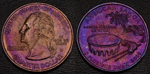 UNC Satin 2009-D American Samoa Quarter Dollar 25 cents deep toning (43-58) - Picture 1 of 3