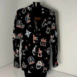 Blazer Natalizio Shinesty Uomo Taglia 36 Nero Neon Luci Babbo Natale Novità Vacanze - Foto 1 di 15