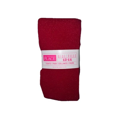 Children's Place Girl's Tights 1 PAIR  (Red)  12-14 - NEW - Image 1 of 2