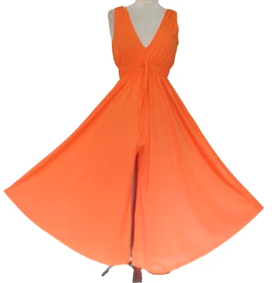 Mono Palazzo Vintage Años 70 Miss Elaine Fluido Pierna Ancha S Mujeres Naranja Nylon Foto 1 de 4