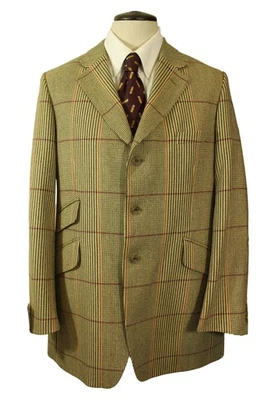 Vintage Crombie British 42" Green Mix Hacking Country Tweed Mens Jacket - Image 1 of 4