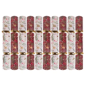 Luxus Weihnachtsknacker rot weiß gold 10er Pack Xmas Dinner Hüte Geschenke - Bild 1 von 8