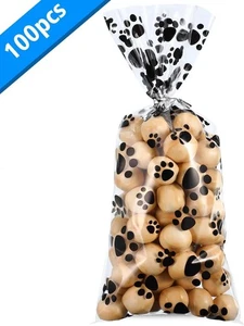 Plastik Verpackung Tasche Cartoon Hund Pfotenabdruck und Maßangabe - Picture 1 of 9