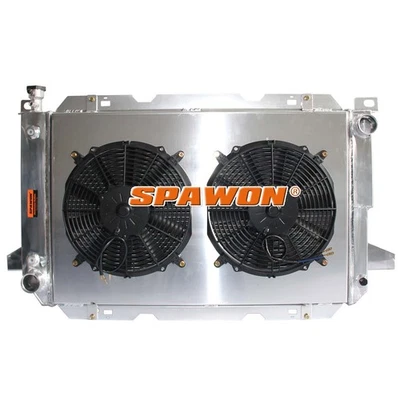 AT SPAWON para Ford F-150 F-250 F-350 F35 Bronco 85-97 3 filas ventilador cubierta radiador Foto 1 de 4