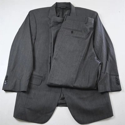 Jos A Bank 43R 44R 34x32 Gray Herringbone 100% Wool Mens Jacket Pants Suit - Image 1 of 4