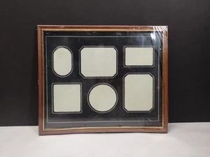 10.75" x 12.75" Wood Picture Frame Rounded Corners Removable Collage Mat 6 hole - Picture 1 of 7
