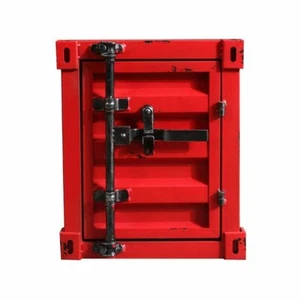 INDUSTRIAL BEDSIDE CABINET METAL STORAGE TOOLS BOX CONTAINER GARAGE VINTAGE RED  - Picture 1 of 5