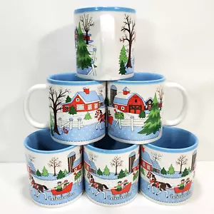Prensa de popurrí escena de invierno lote de 6 tazas de bebidas taza café té hecho en Japón - Imagen 1 de 4